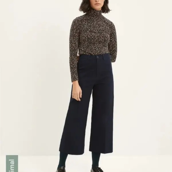 Frank And Oak Josephine Wide Leg Crop in Navy - Picture 1 of 8